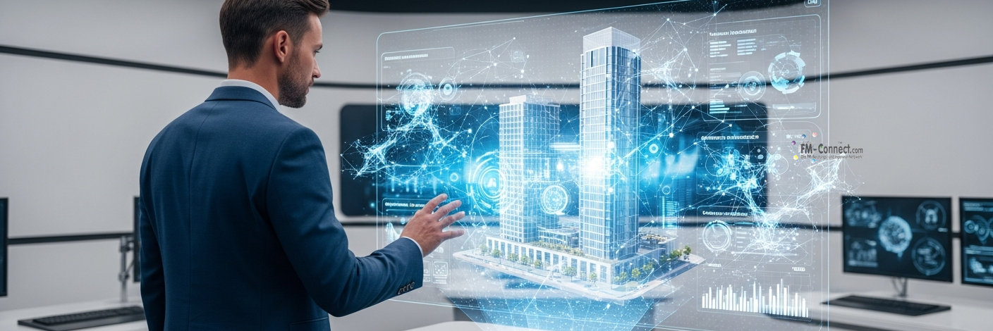 Grafische Darstellung einer KI-Potenzialanalyse zur Bewertung von Einsatzmöglichkeiten im Facility Management